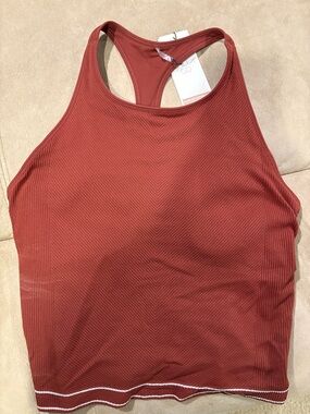 CALIA by Carrie Underwood Ribbed Racerback Tank - Rust Red